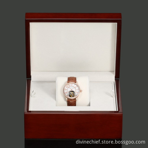 Custom Lady Tourbillon Watch Automatic Movement, Fashion Leather Strap Watch For Girls